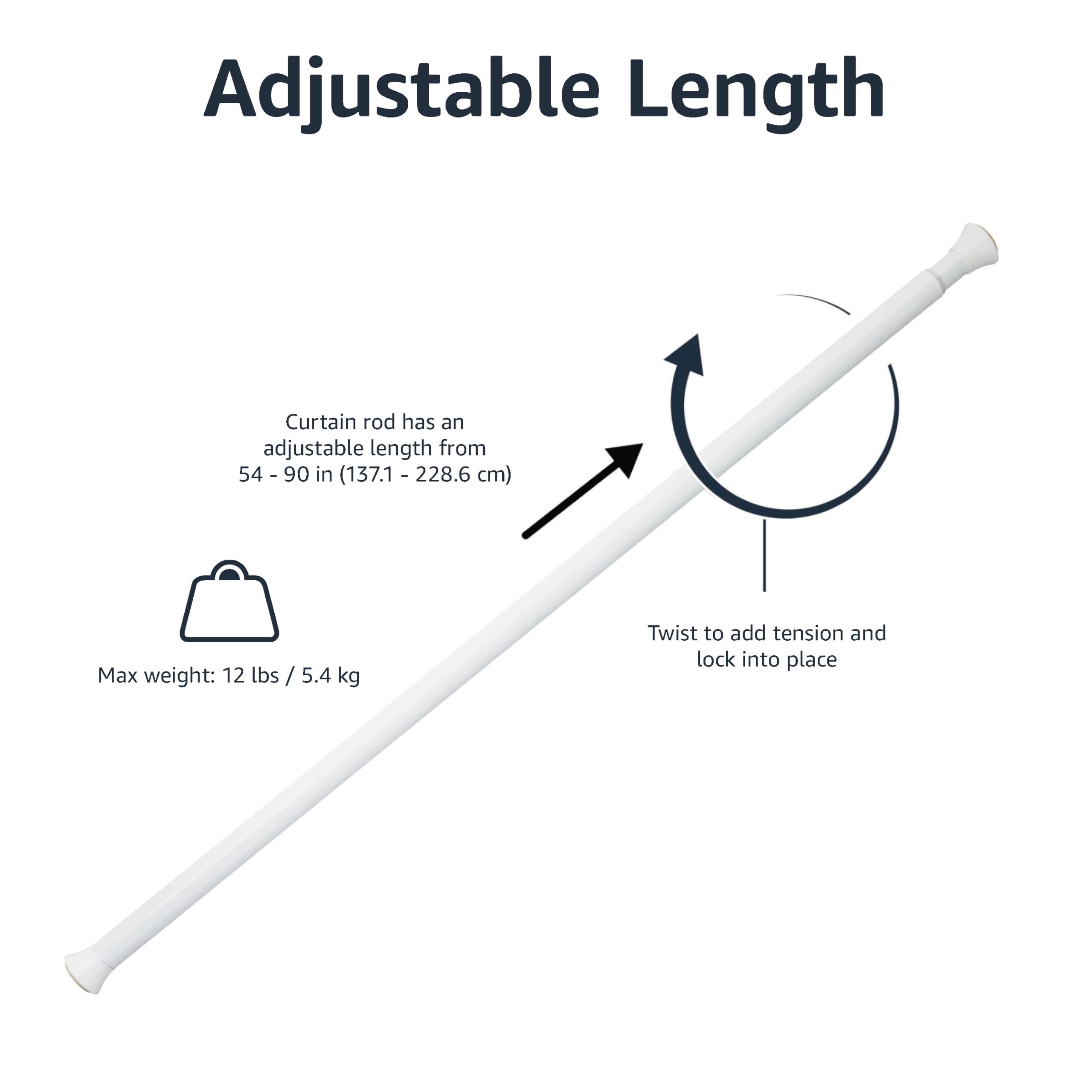 Amazon Basics white finish lightweight metal rod provides sturdy support