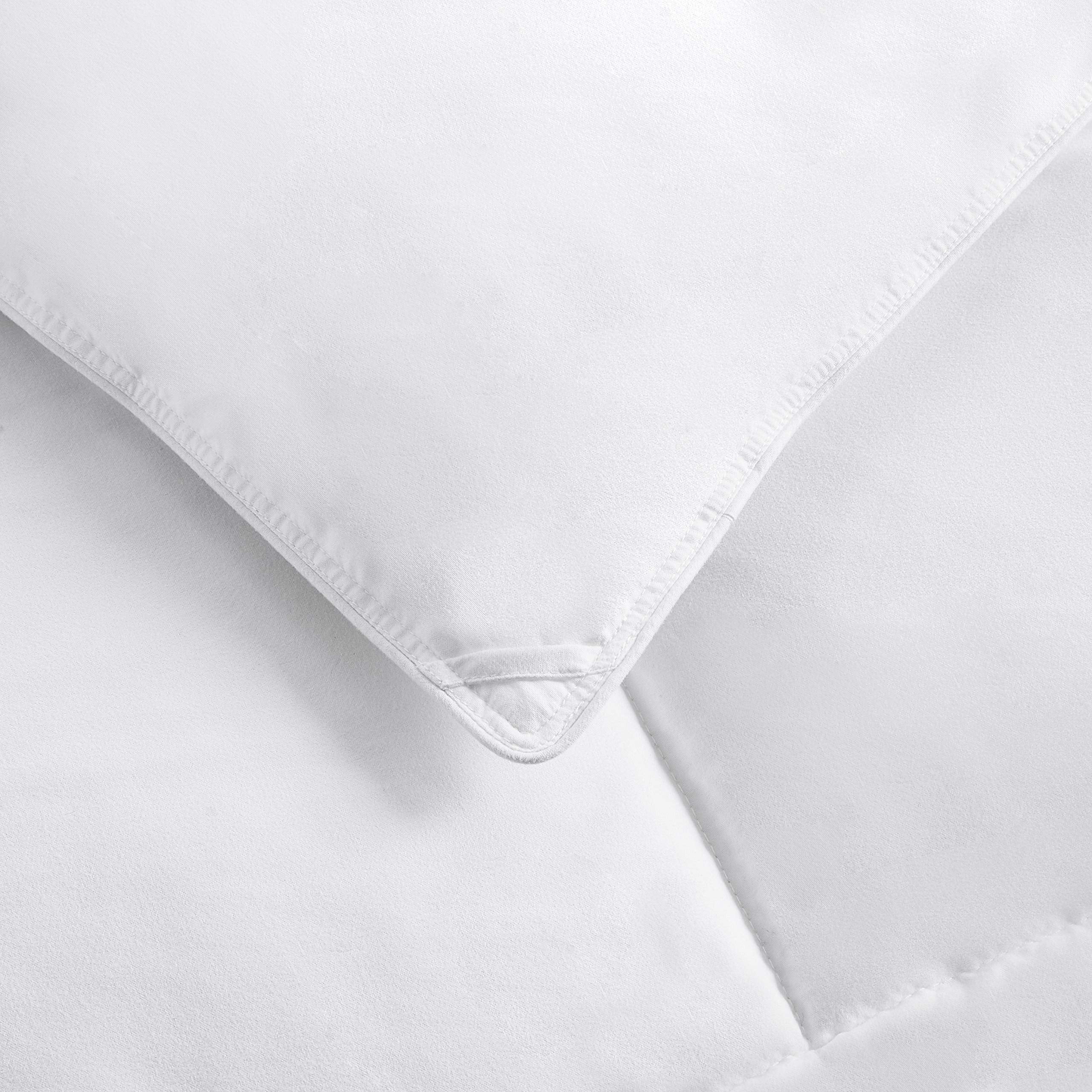 Amazon Basics white shell close-up highlighting soft, durable polyester fabric