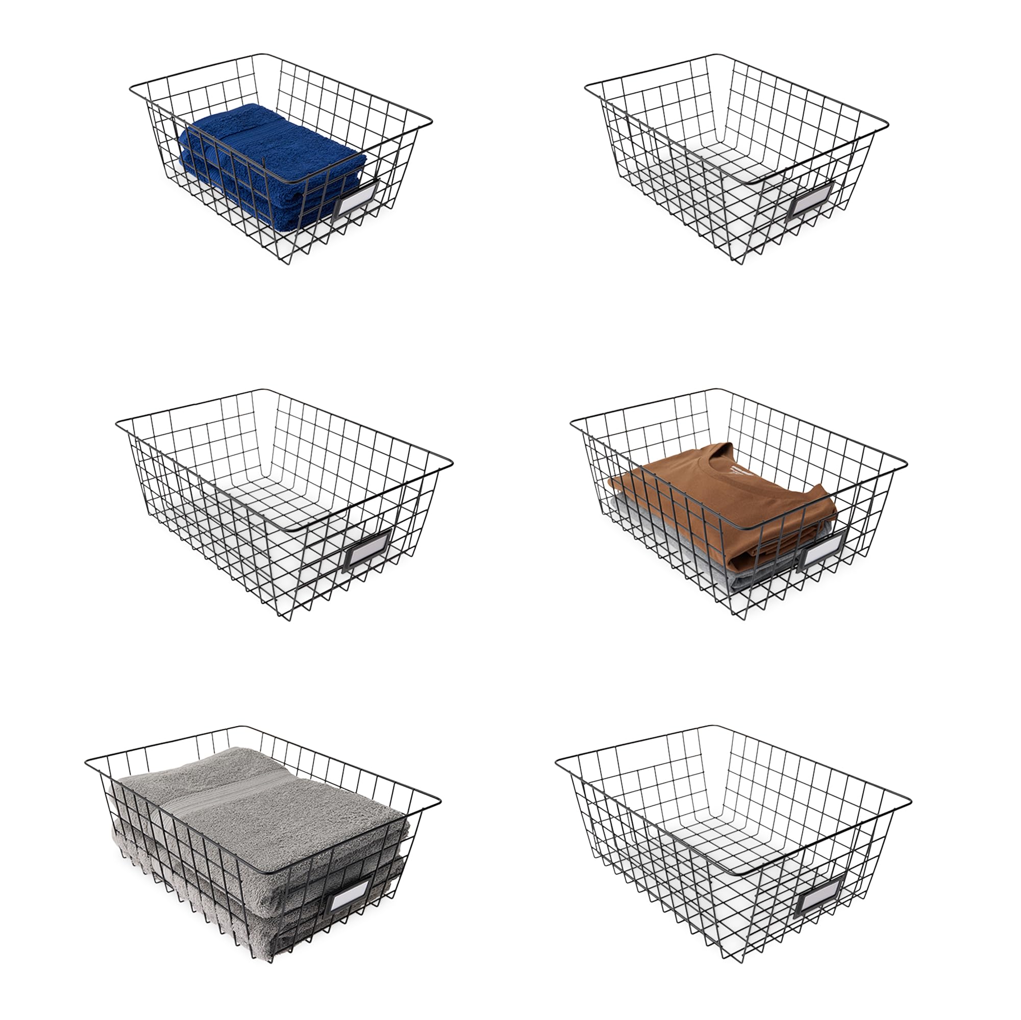 Amazon Basics wire storage baskets demonstrate easy assembly for tidy closets.
