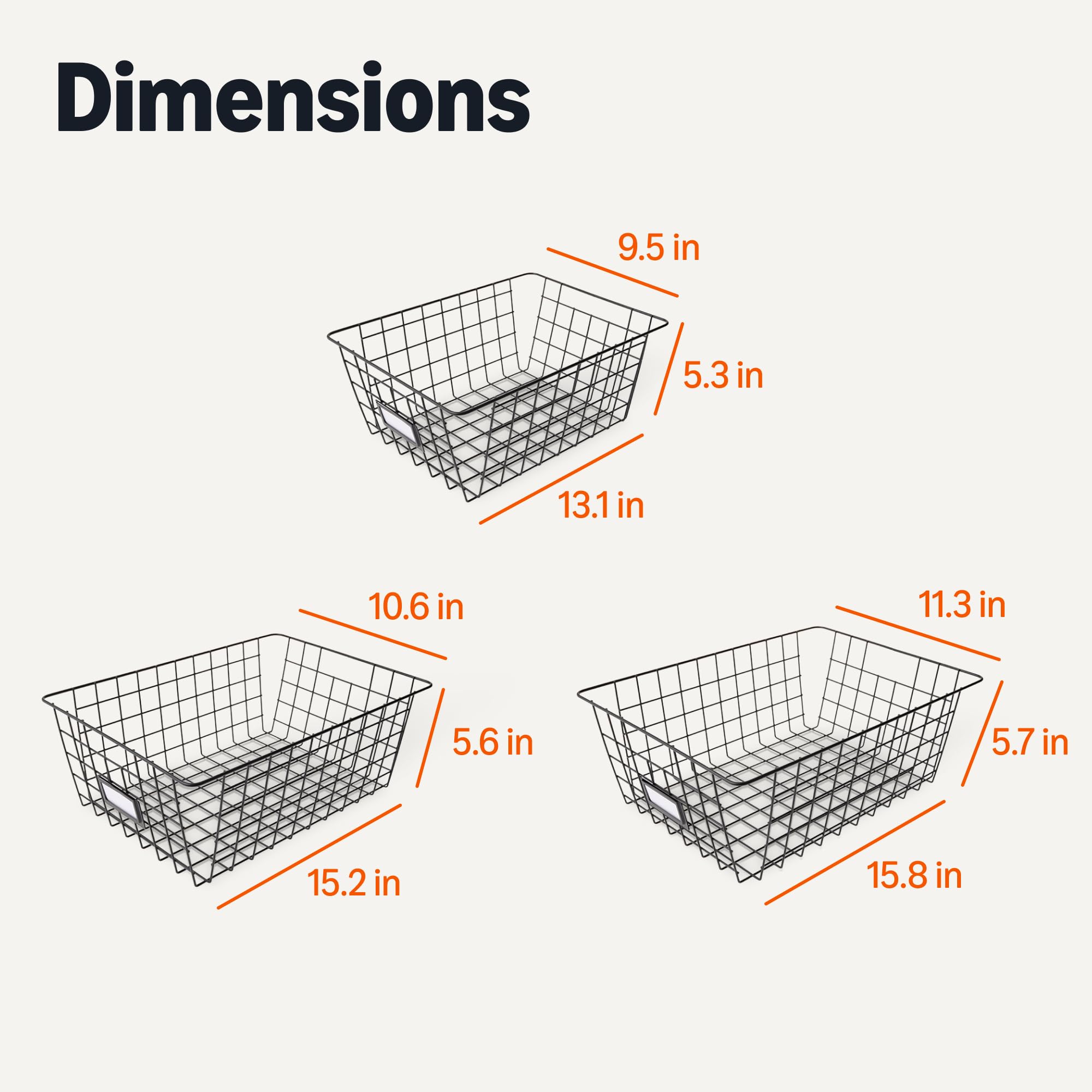 Amazon Basics wire storage baskets highlight identification cards ease for quick content recognition.