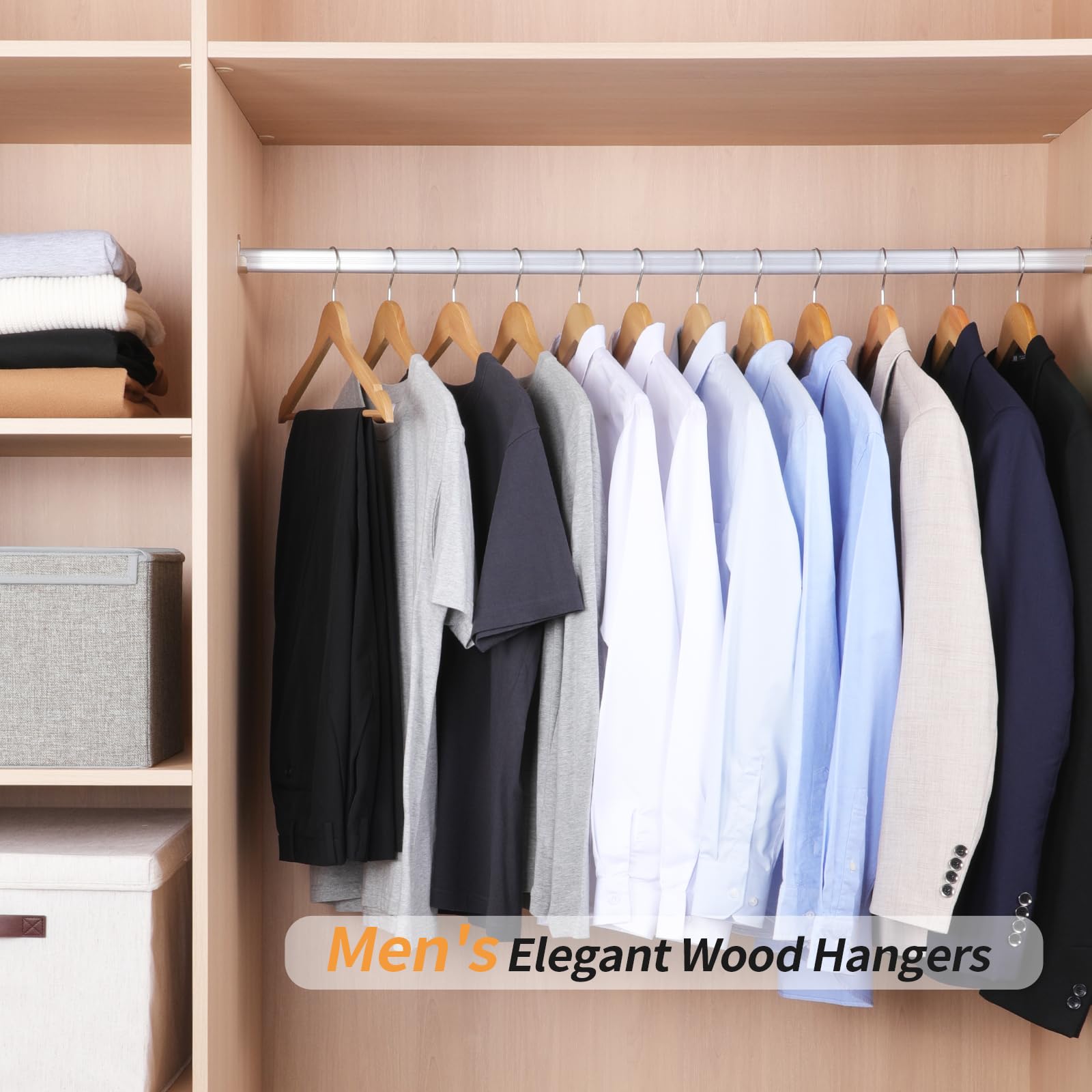 Ideal for suits and coats, creating a tidy, easy-to-navigate wardrobe.