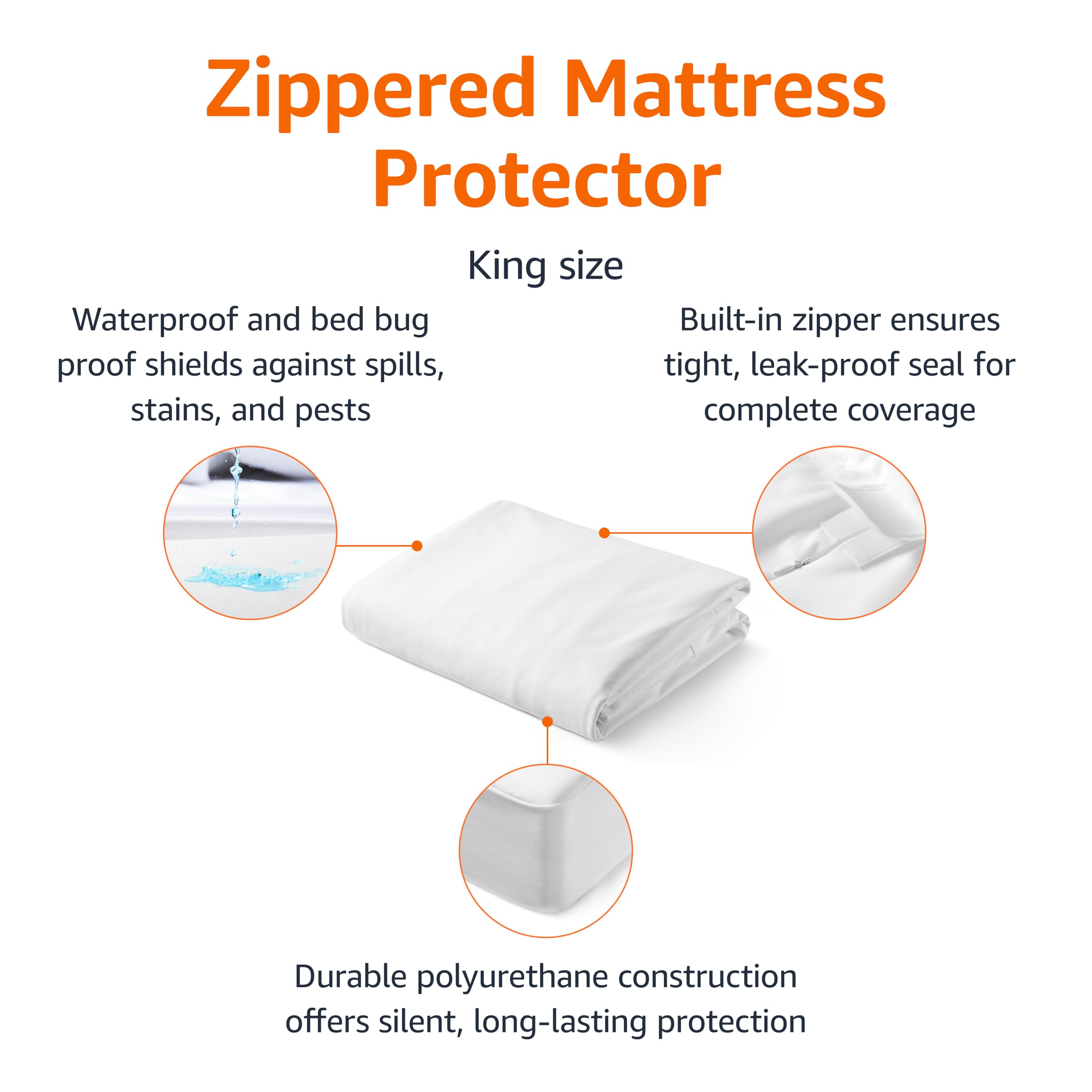 Amazon Basics king encasement breathable fabric view for quiet, comfortable nights.