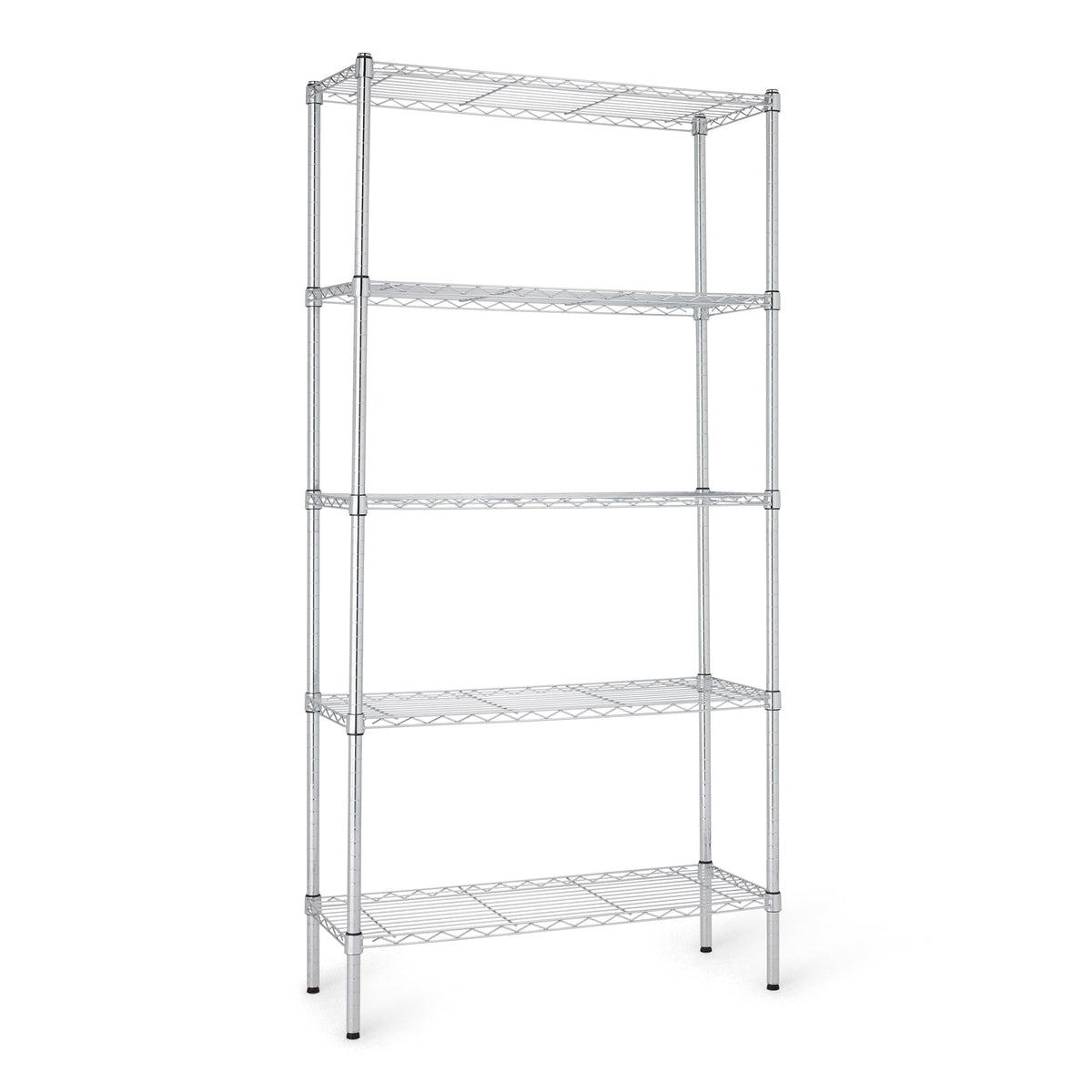 Amazon Basics 5-Shelf rack chrome frame for sturdy storage in any space