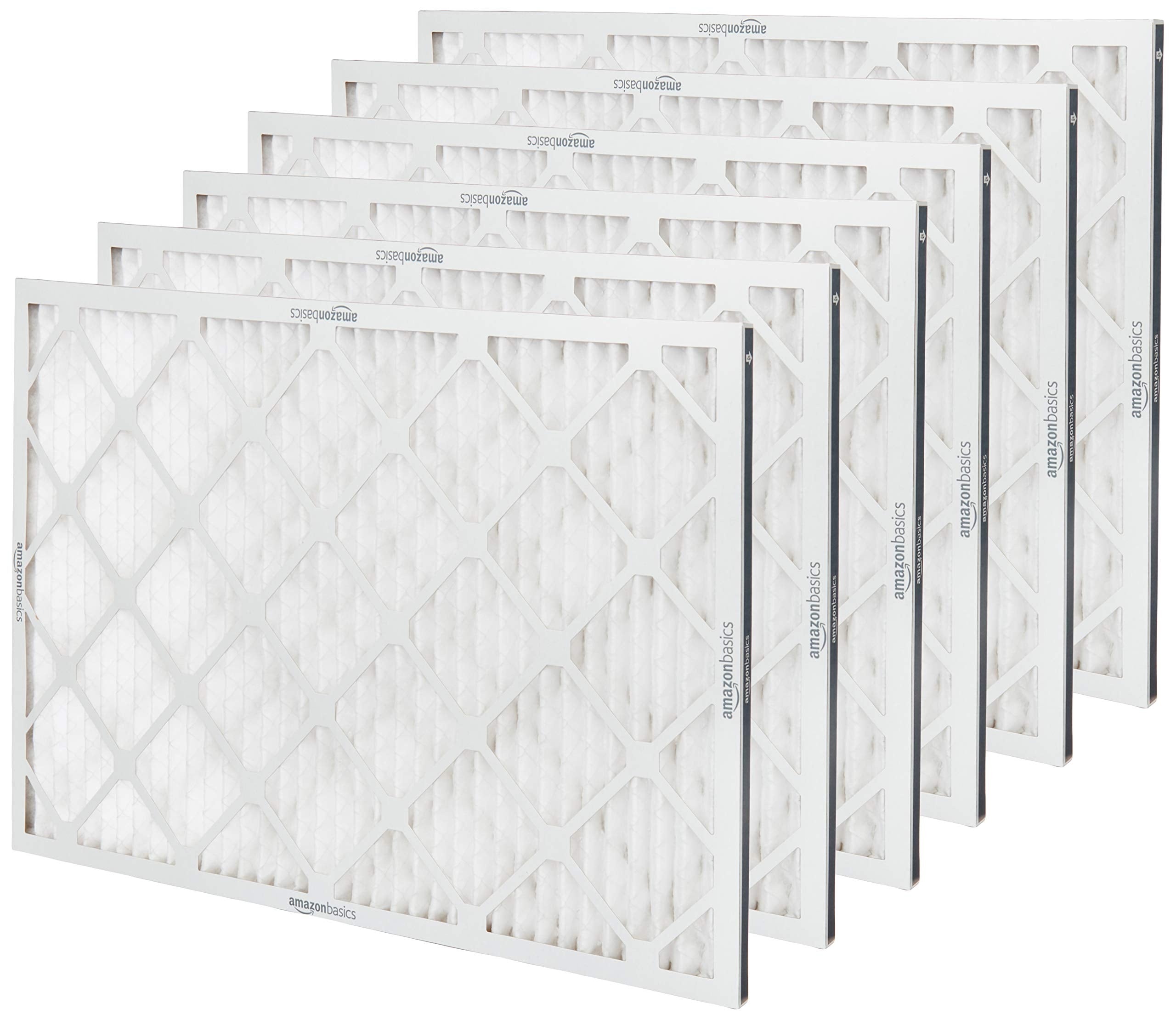 Amazon Basics 20x30x1 air filter dimension label shows exact size for proper fit