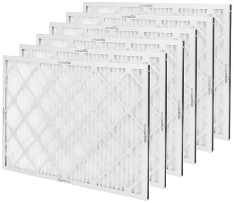 Amazon Basics 20x30x1 air filter dimension label shows exact size for proper fit
