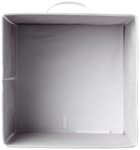Amazon Basics collapsible bins used as drawers in a cubby organizer.