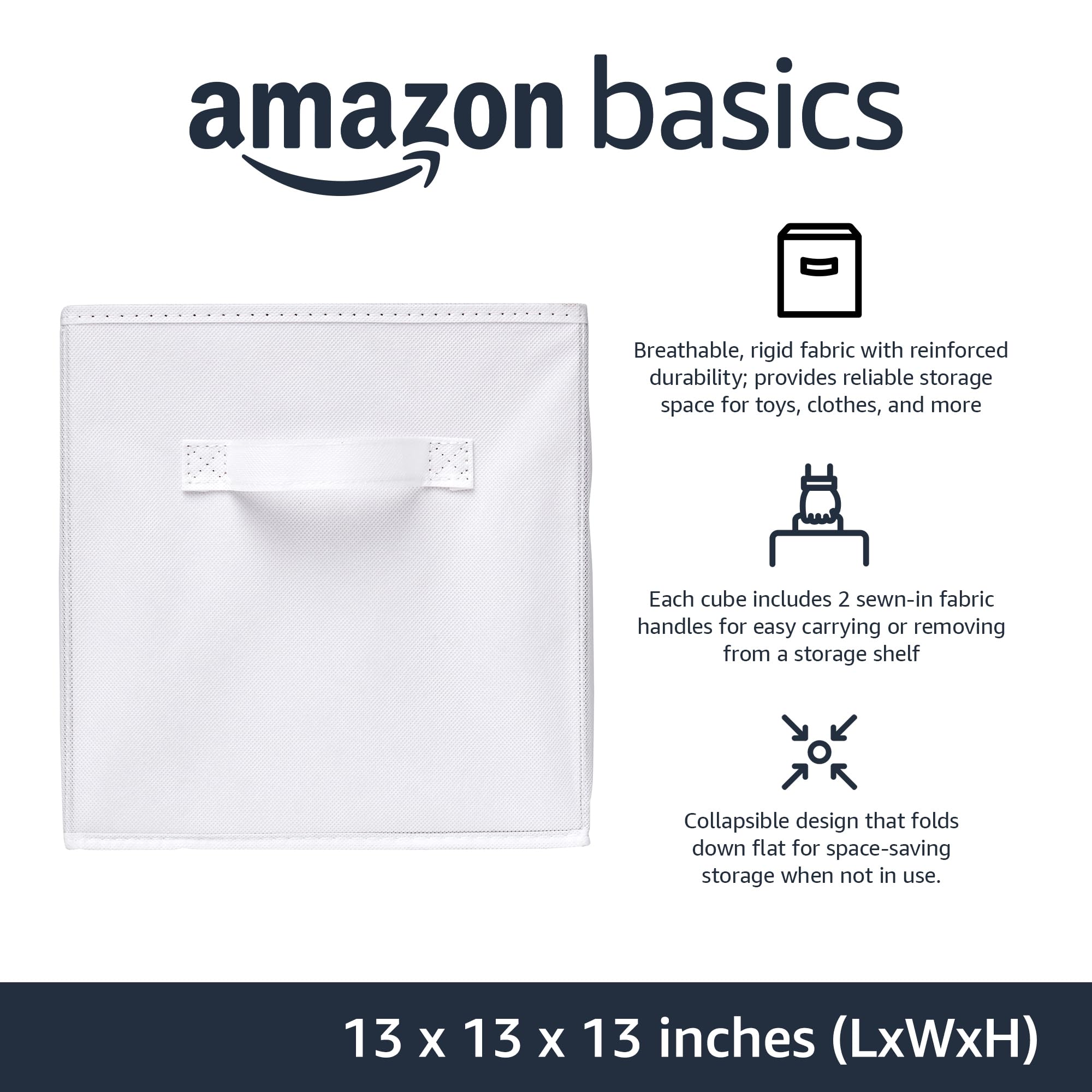Amazon Basics collapsible bins with sewn-in handles for easy transport.