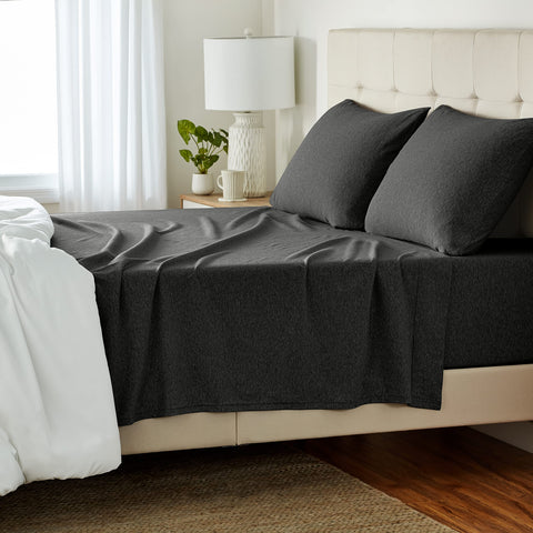 Amazon Basics cotton jersey flat sheet—soft, breathable comfort for cool nights.