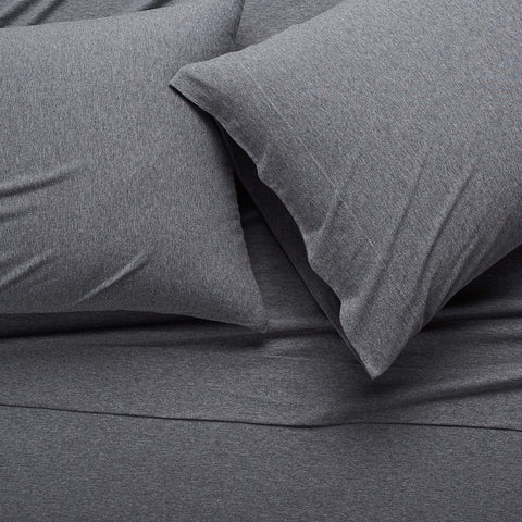 Amazon Basics cotton jersey pillowcase gentle on skin, easy care.