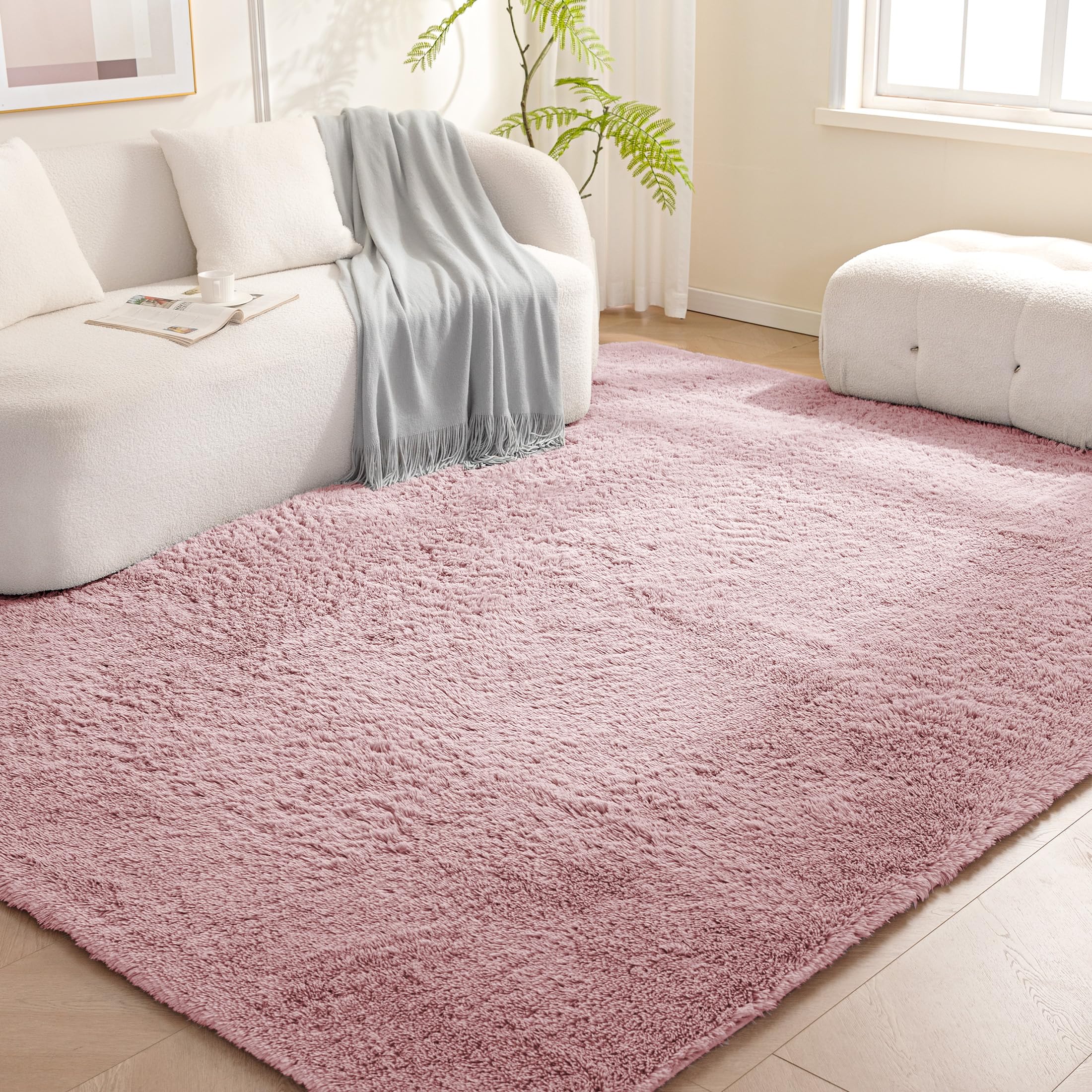 Amazon Basics fluffy rug foam-support offers plush comfort underfoot.
