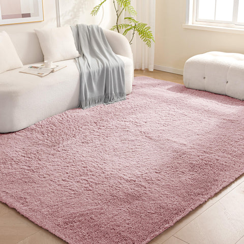 Amazon Basics fluffy rug foam-support offers plush comfort underfoot.