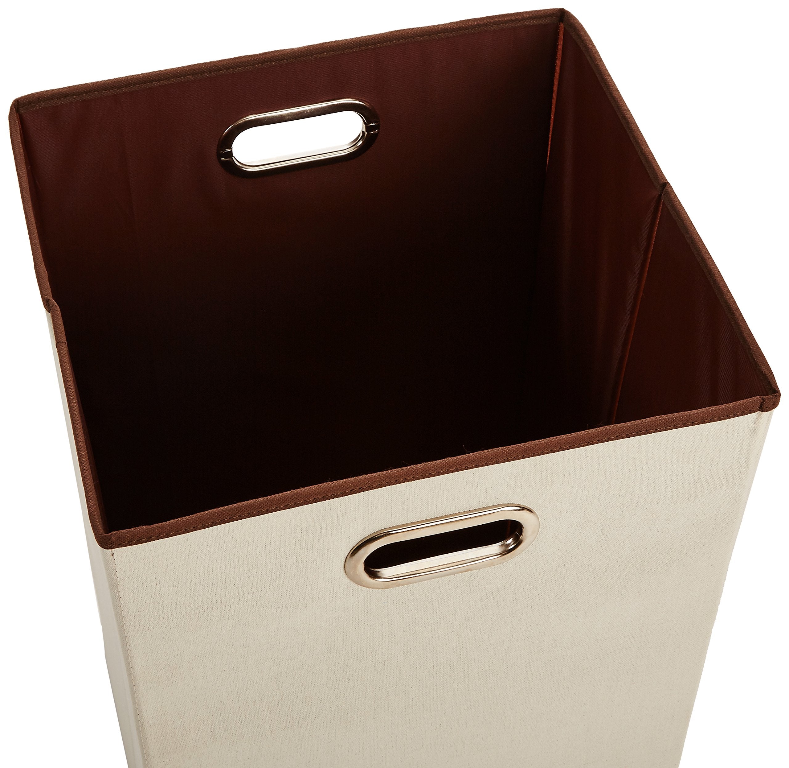 Amazon Basics foldable laundry bin beige brown, compact storage ready