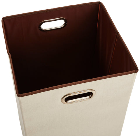 Amazon Basics foldable laundry bin beige brown, compact storage ready