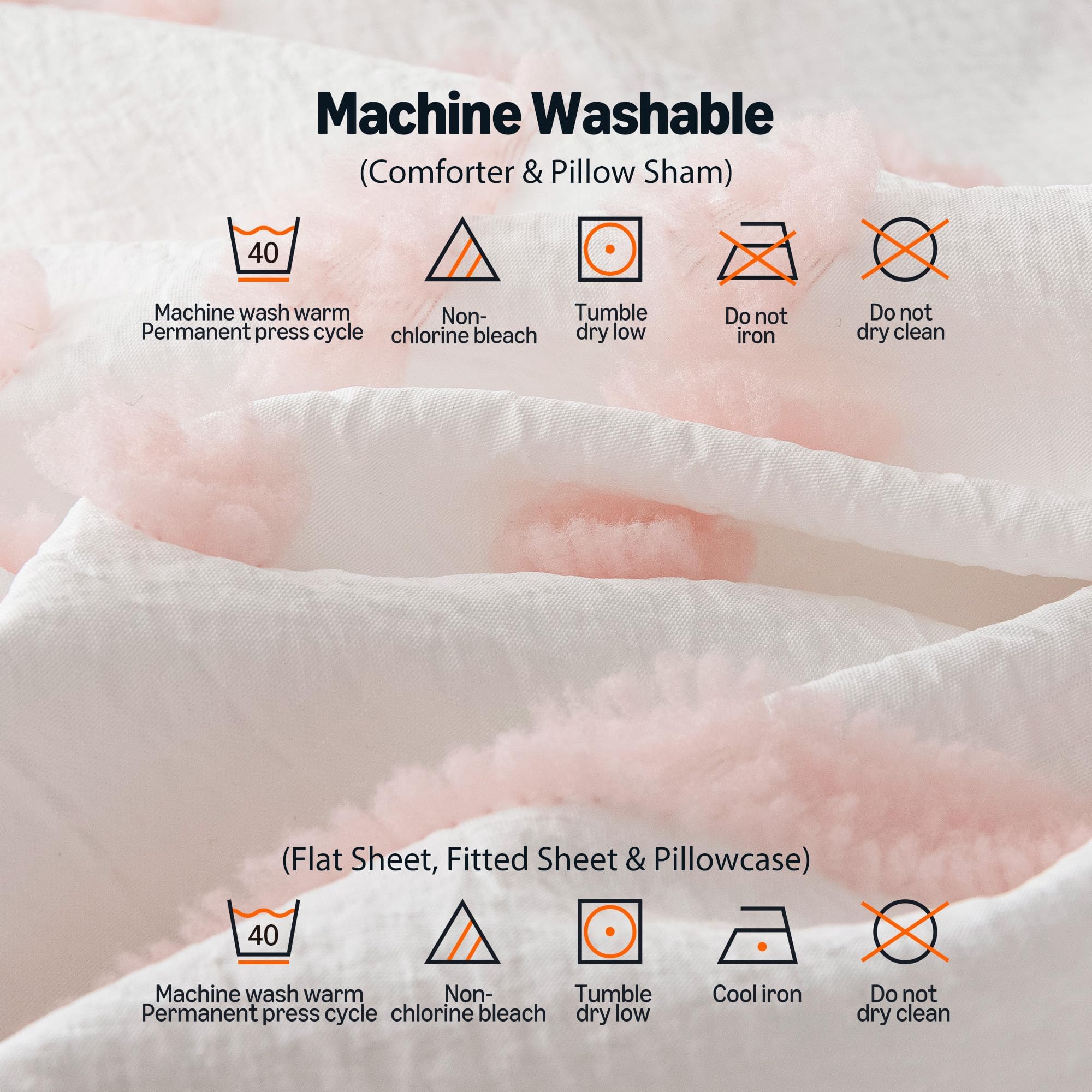 Amazon Basics Kids' Pink Bedding Set fitted sheet with 16-inch deep pocket for a snug fit.