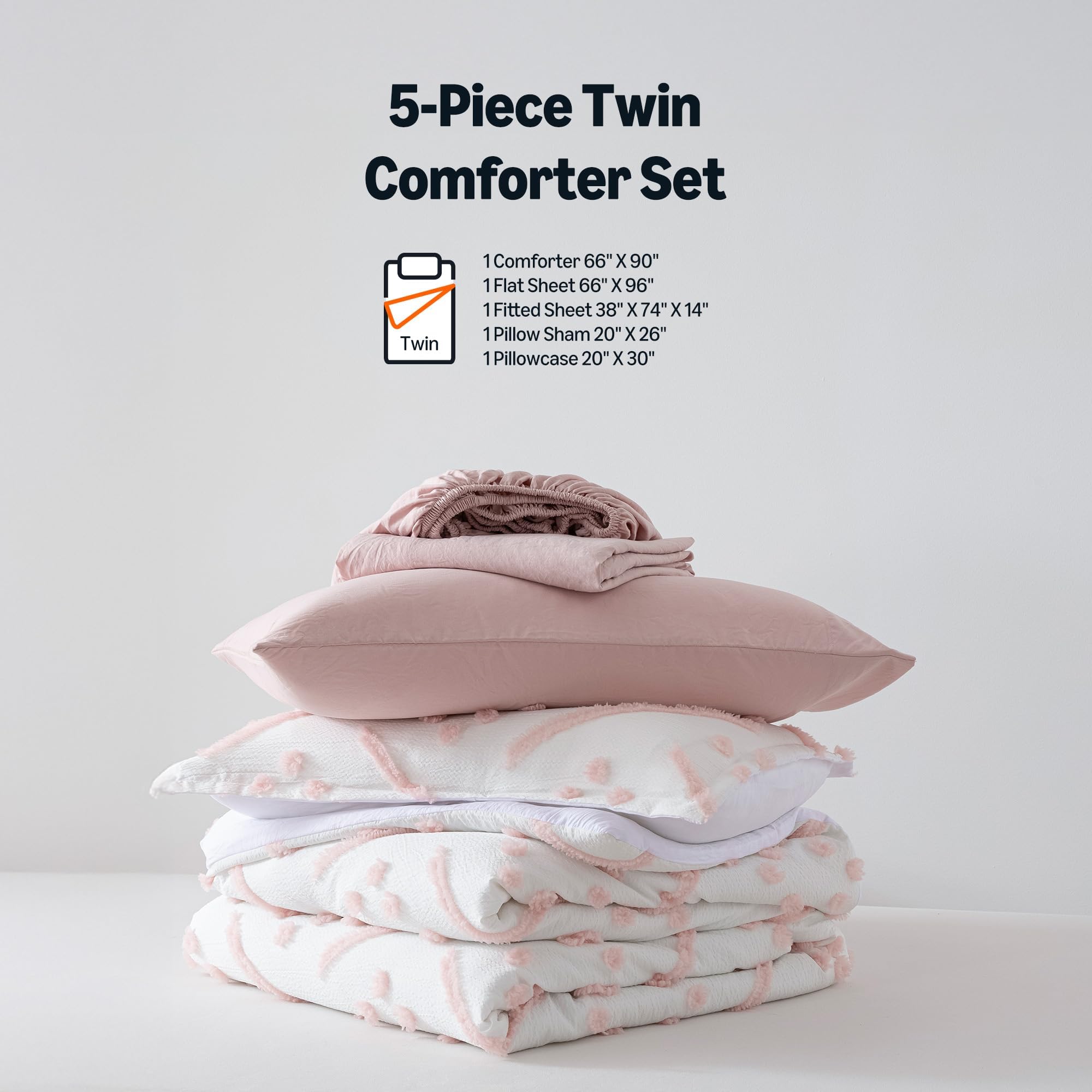 Amazon Basics Kids' Pink Bedding Set flat sheet for year-round layering and comfort.