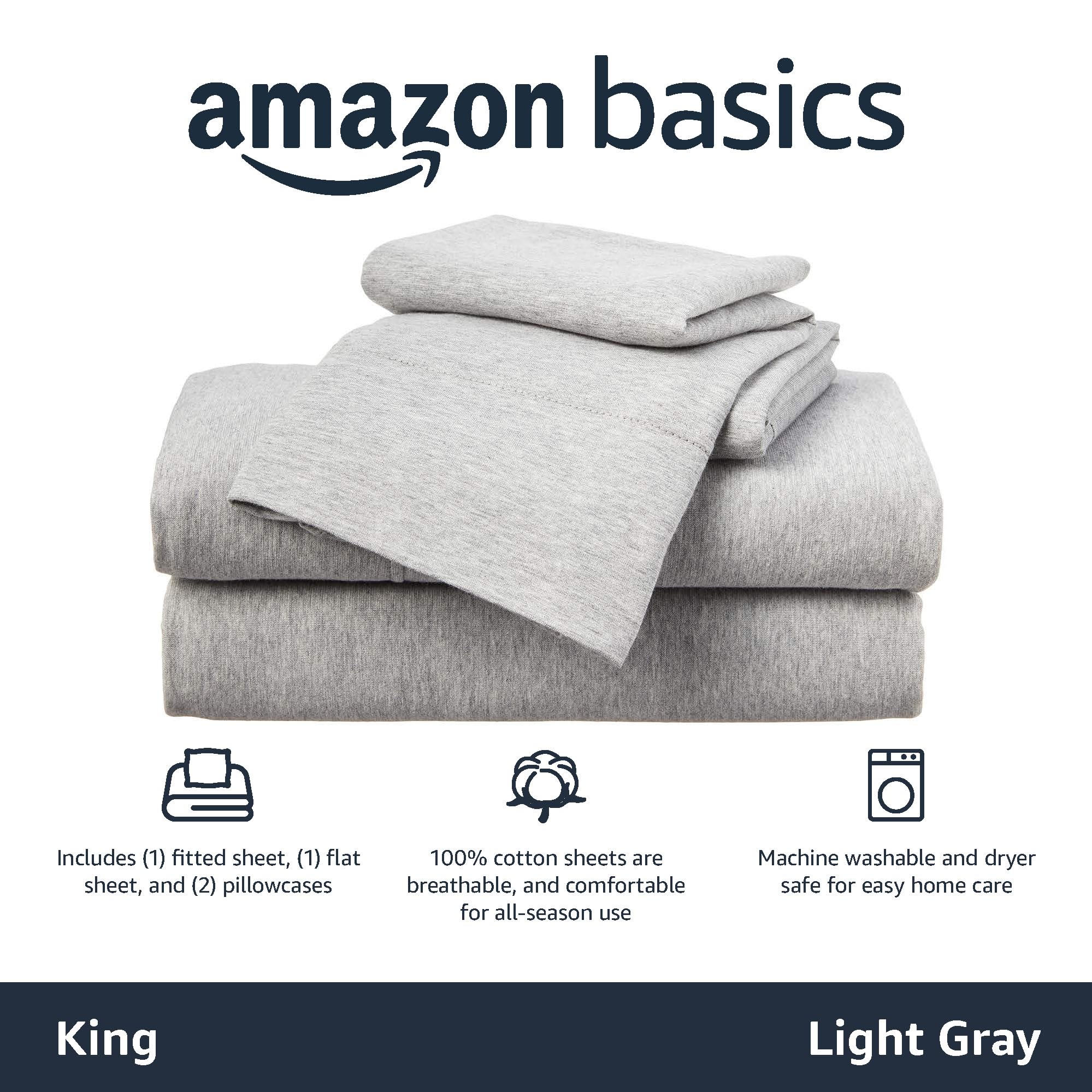 Amazon Basics king flat sheet close-up reveals smooth, comfortable texture.