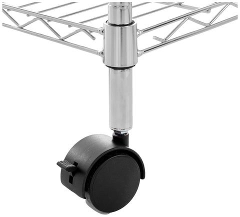 Polypropylene wheels for the shelving unit aiding smooth mobility