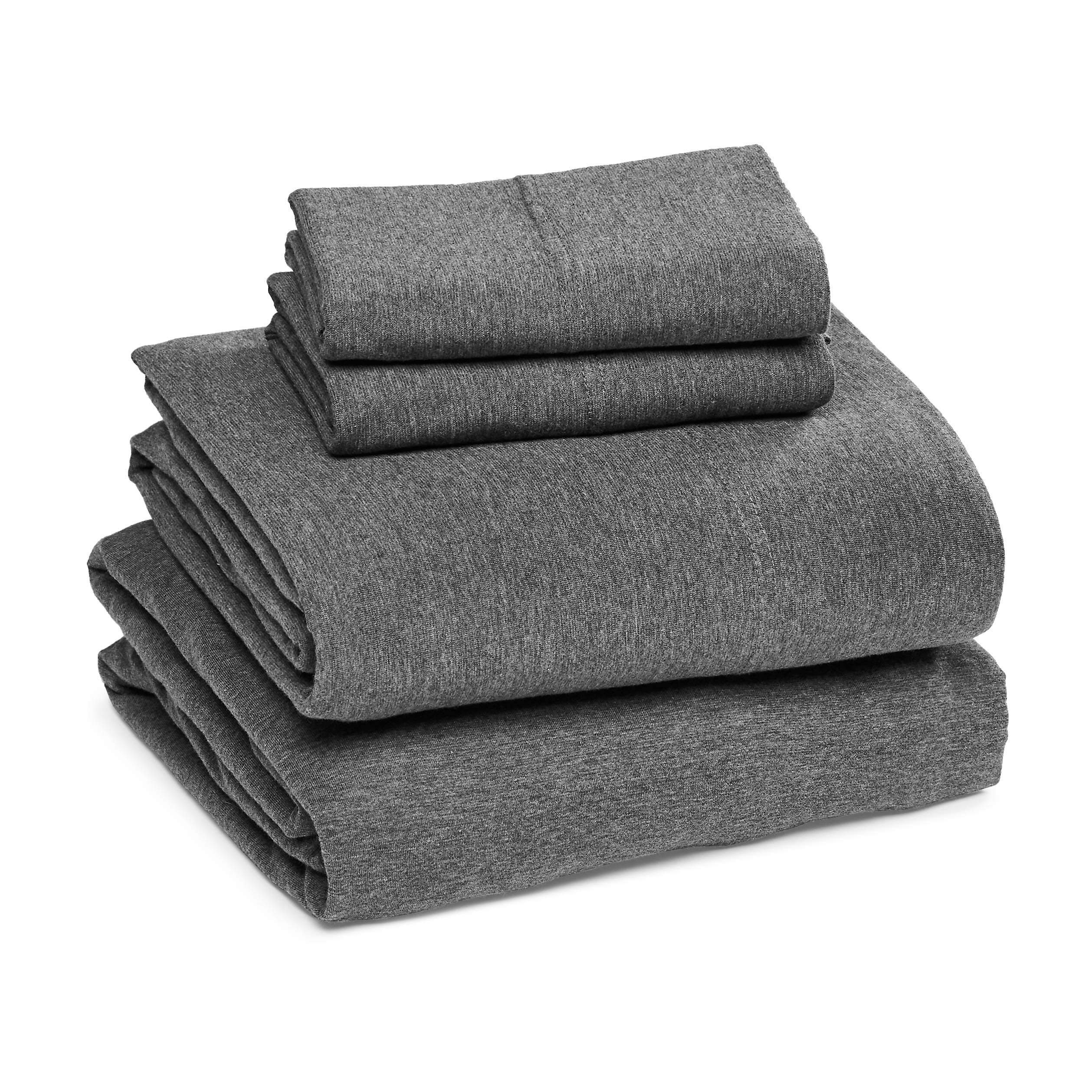 Amazon Basics king flat sheet spread highlights smooth surface for easy bed making