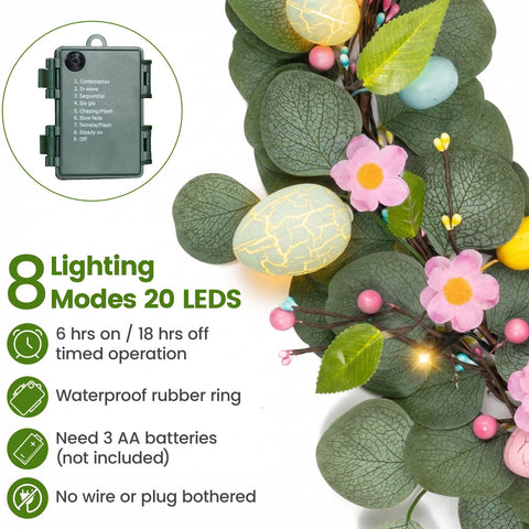 Amazqi Easter garland offers 8 lighting modes for mood customization.