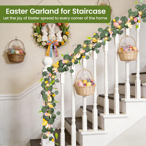 Assorted eggs create a playful Easter display.