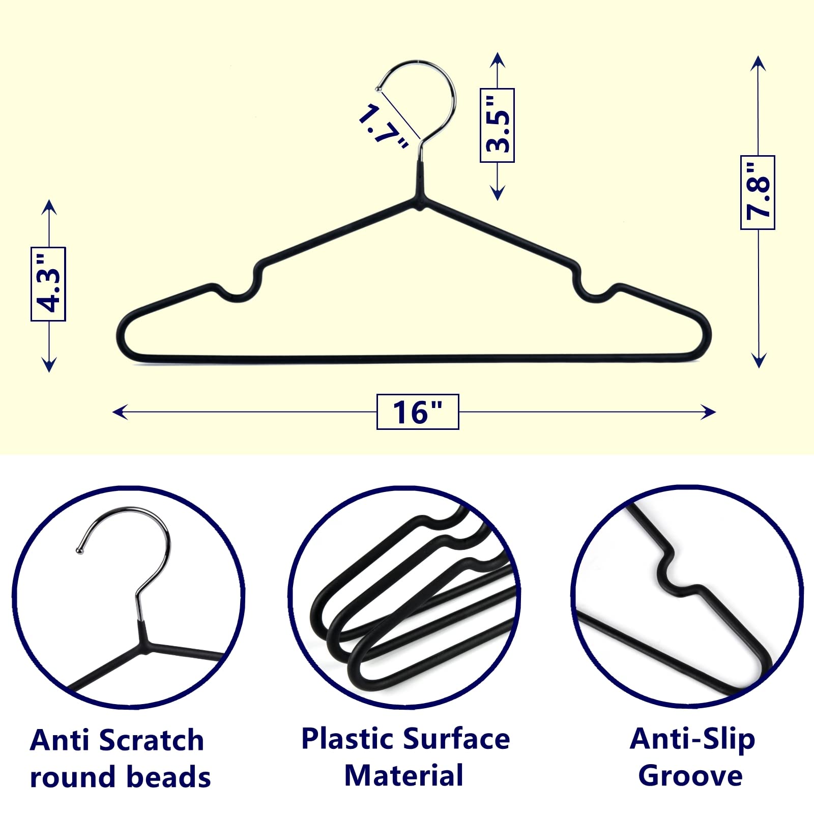 Amber Home slim 16-inch hangers demonstrate compact closet efficiency.