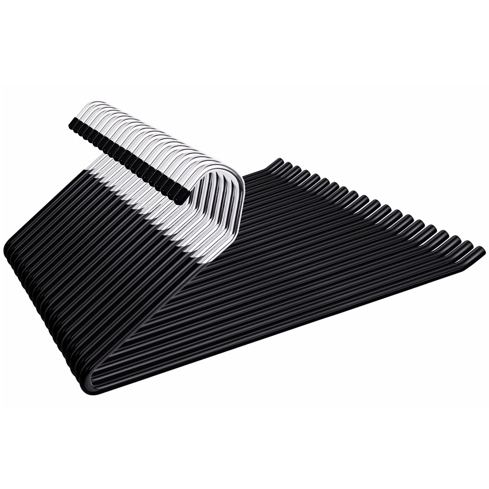 Amber Home 20-pack black metal pants hangers, 15-inch width, ideal for jeans and slacks.