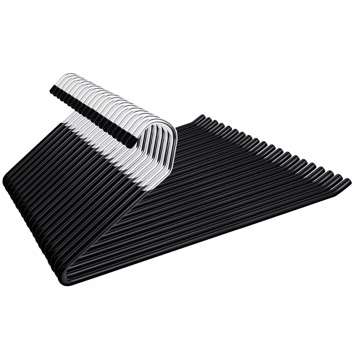 Amber Home 20-pack black metal pants hangers, 15-inch width, ideal for jeans and slacks.