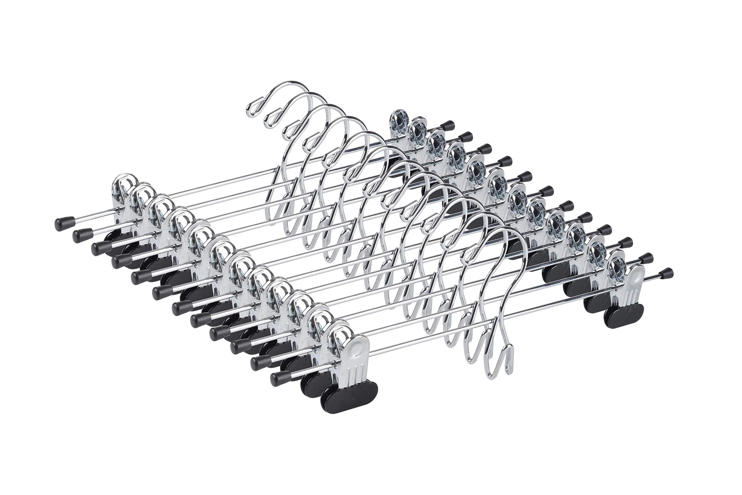 Amber Home 20-pack heavy-duty metal pants hangers keep jeans securely hung.