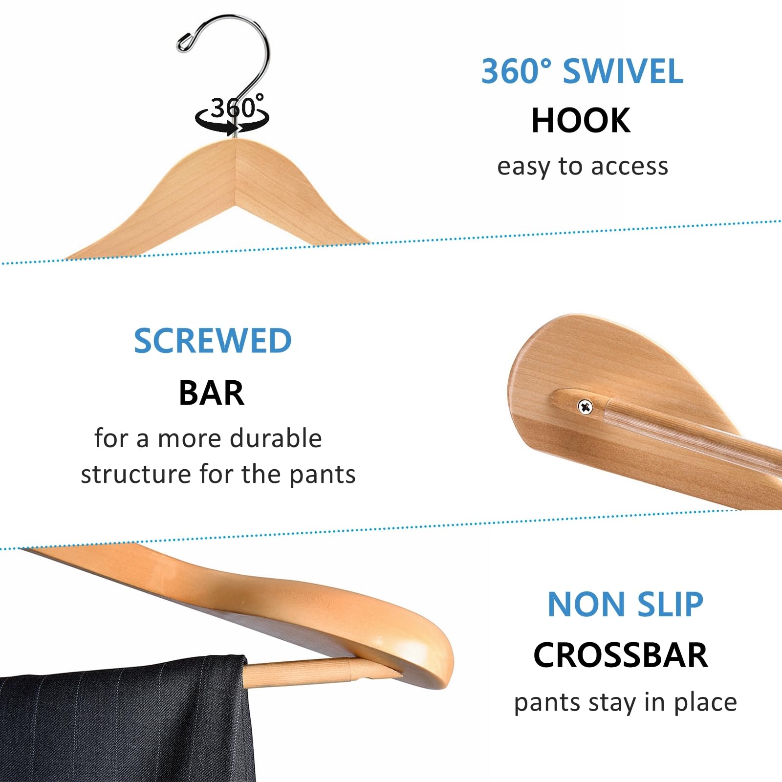 Amber Home hanger with 360-degree swivel hook for easy garment viewing