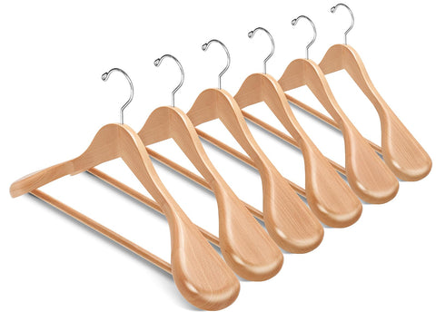 Amber Home 6-pack wooden hangers with wide shoulders maintain suit shape