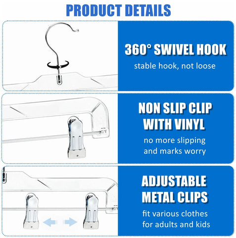 Amber Home adjustable clip hangers fit different garment sizes securely.