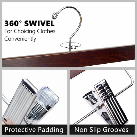 Amber Home adjustable clips on wood hangers fit a range of garment sizes.