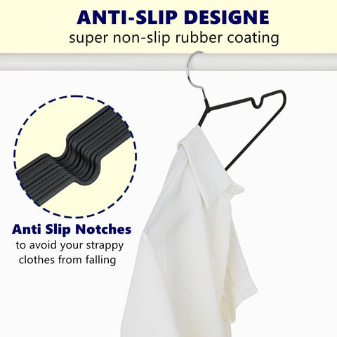 Amber Home anti-slip rubber coating prevents slips on shirts and jackets.