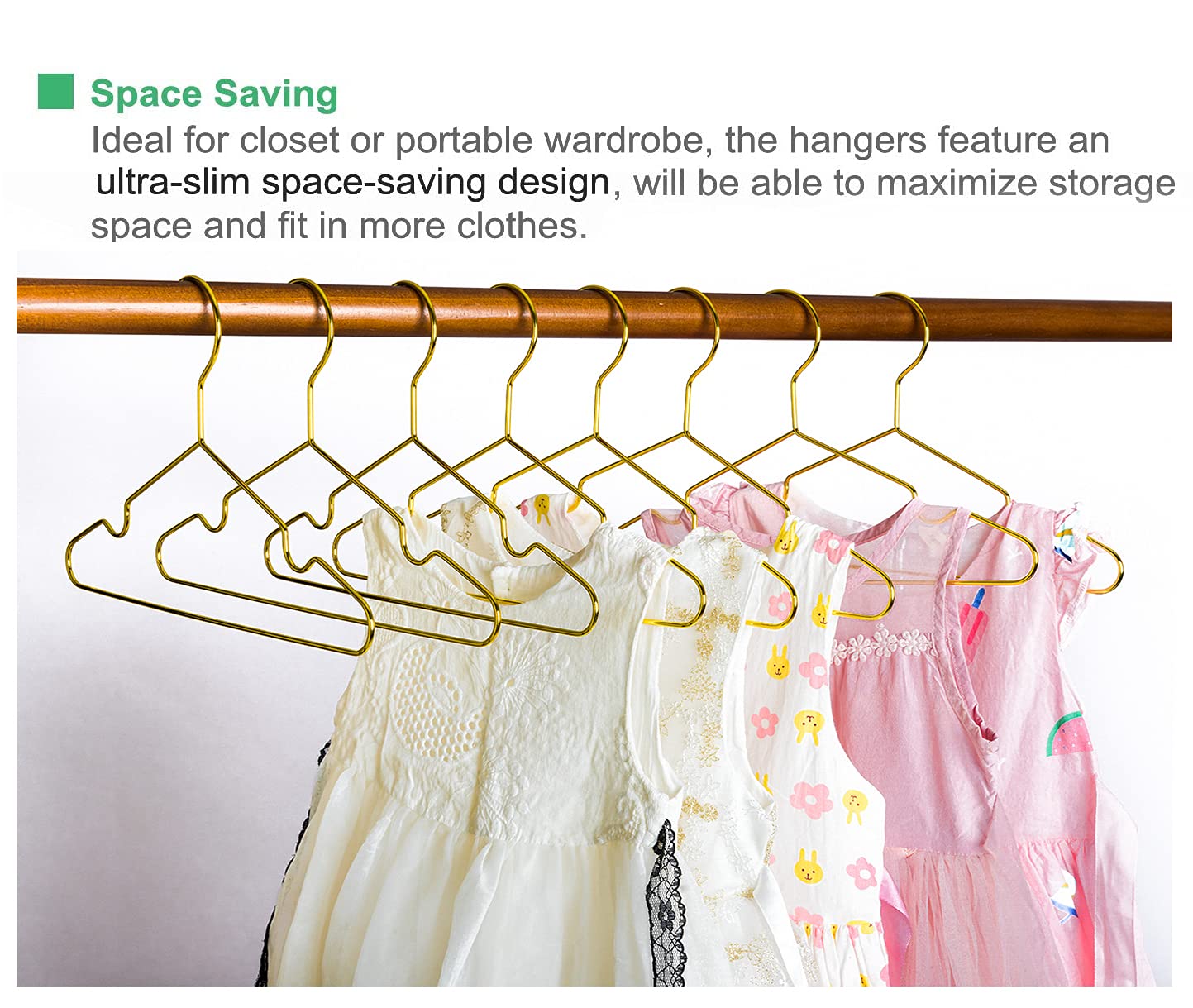 Amber Home hangers feature bilateral notches to prevent slips for camisoles and dresses.