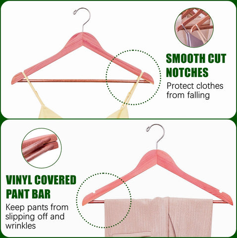 Amber Home cedar hanger pant bar prevents slipping and maintains garment shape.