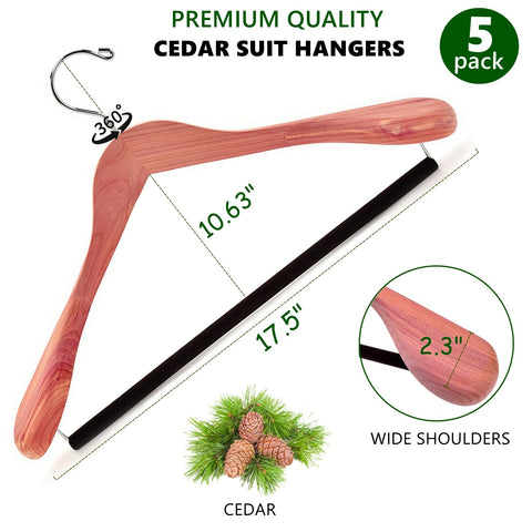Amber Home cedar hangers wide shoulder detail supports suits without creases.