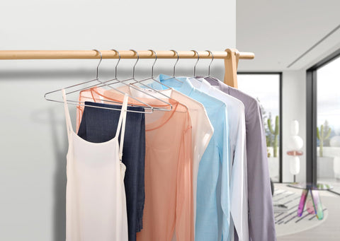 Amber Home chrome finish hangers keep wardrobe neat and accessible