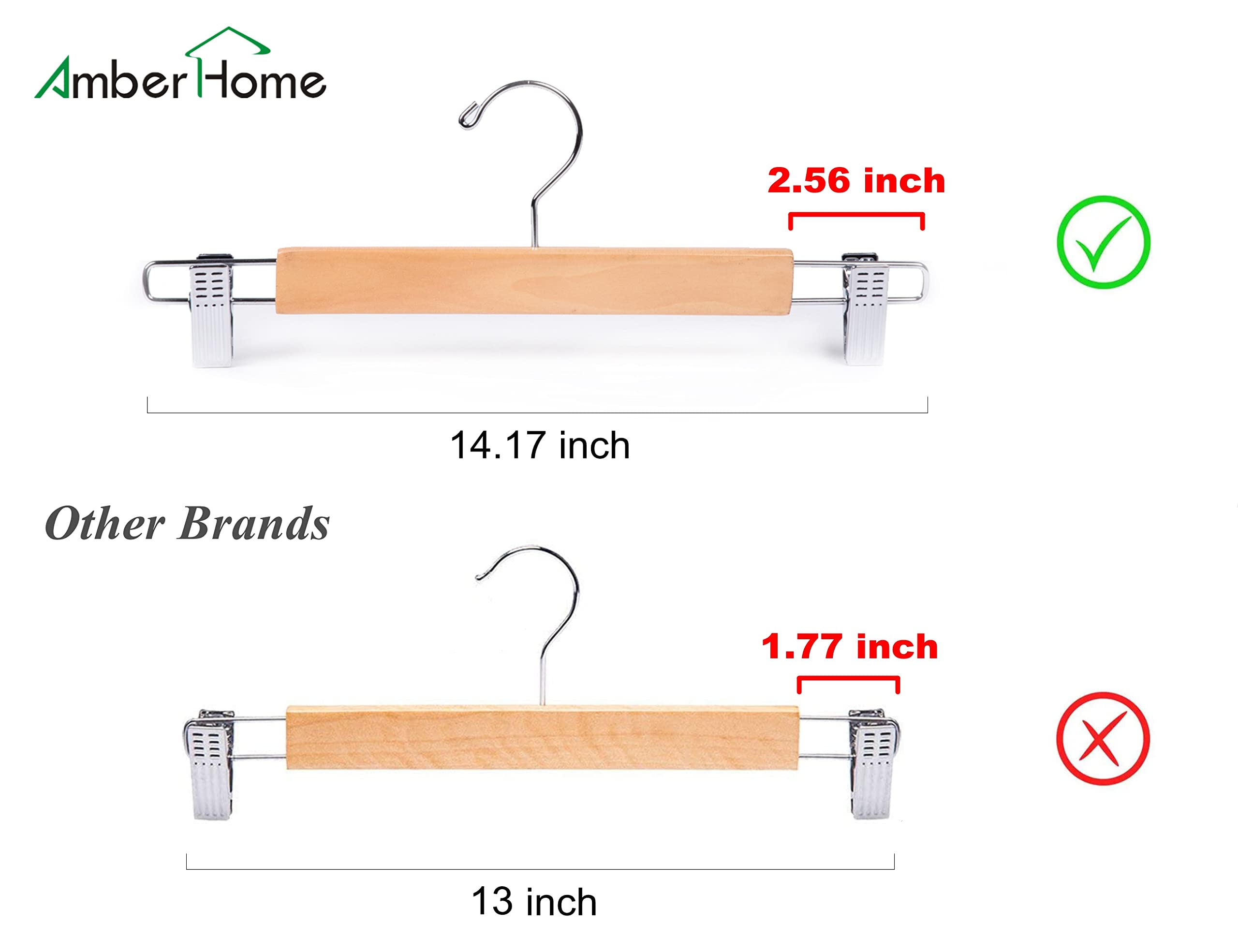 Amber Home clip pant hanger featuring adjustable non-slip clips