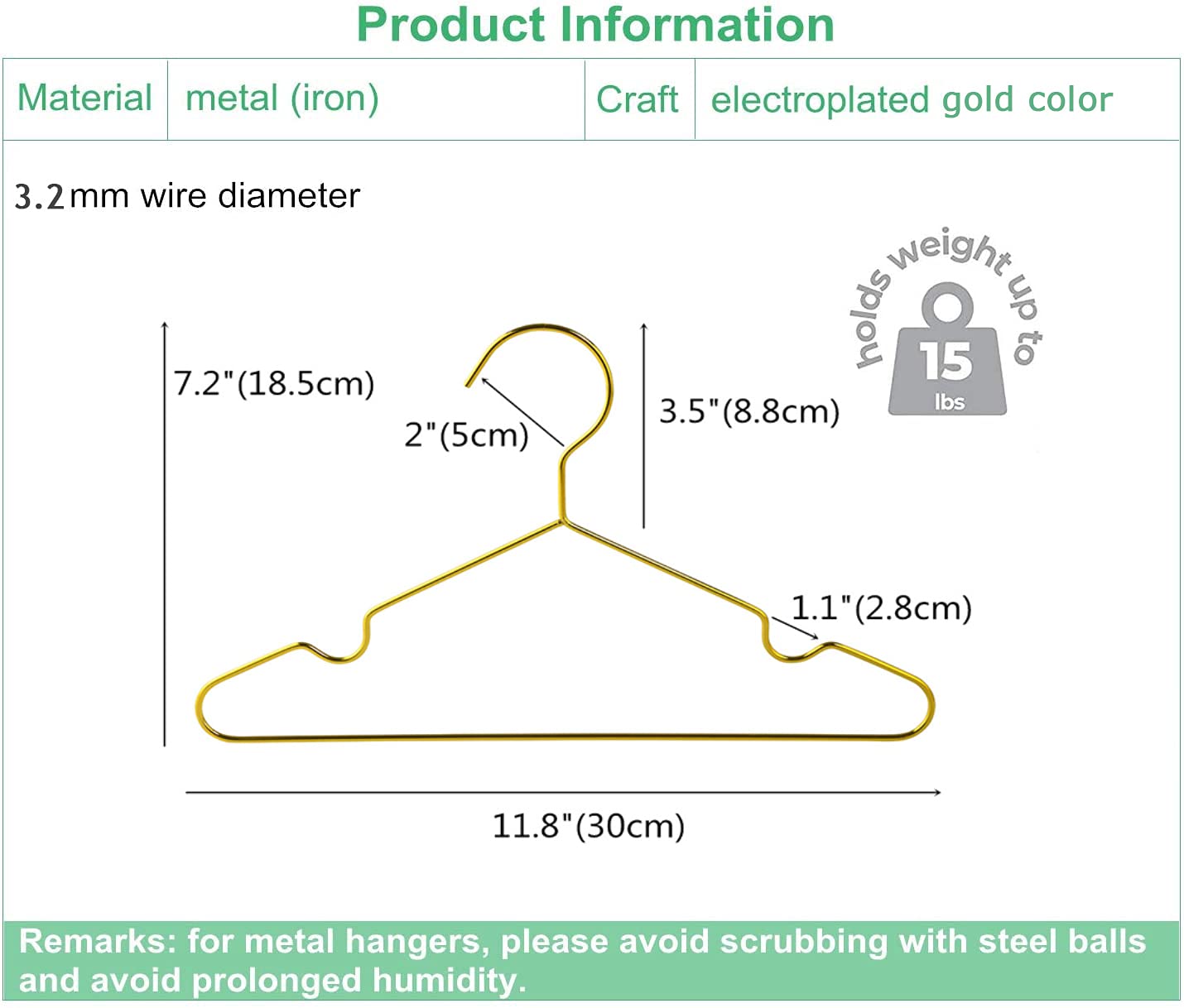 Amber Home durable metal hangers support heavier children garments without deforming over time.