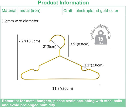 Amber Home durable metal hangers support heavier children garments without deforming over time.