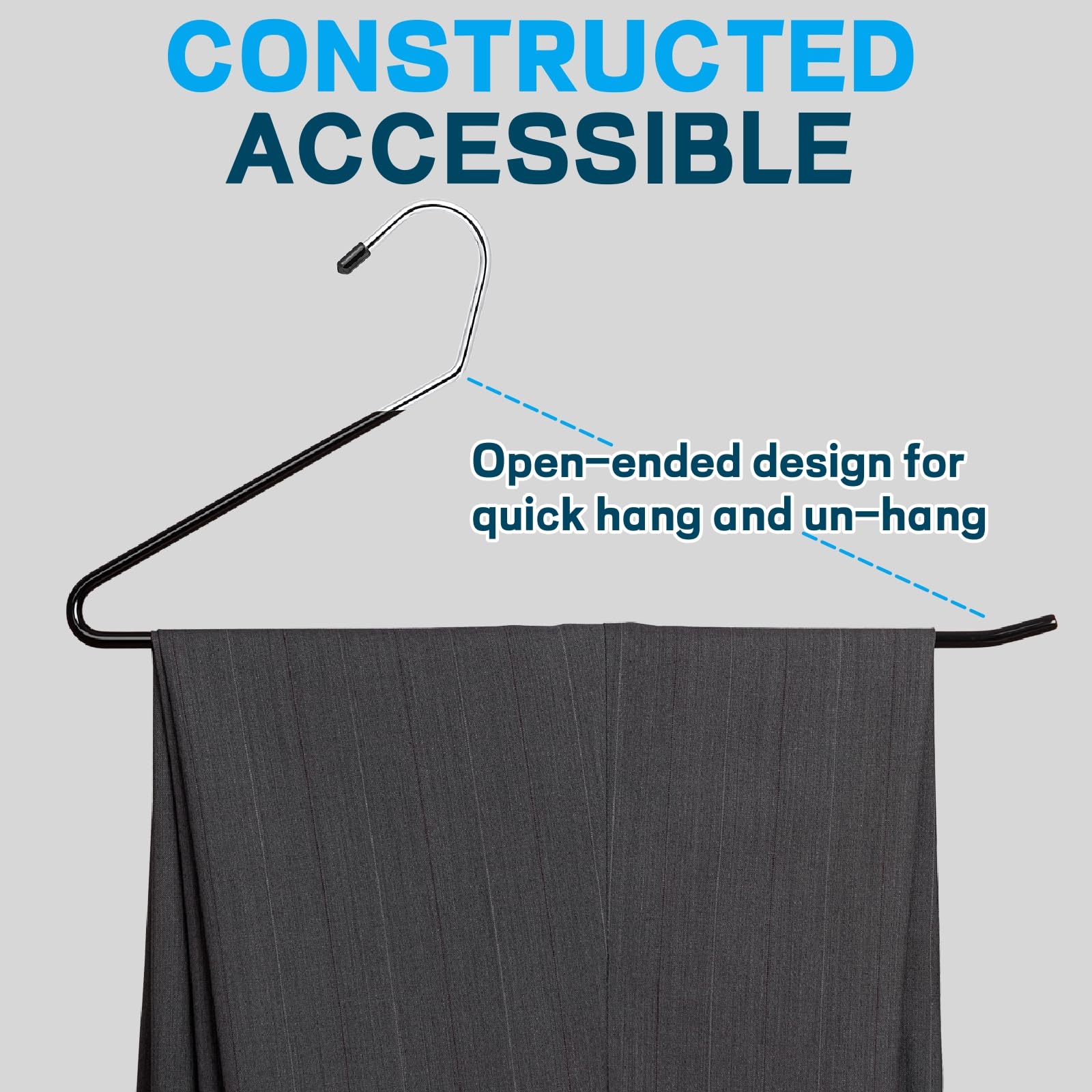 Amber Home durable metal pants hangers built to last in a busy closet.