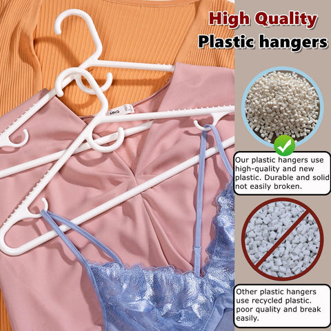 Amber Home durable plastic coat hangers resist sagging and maintain shape.