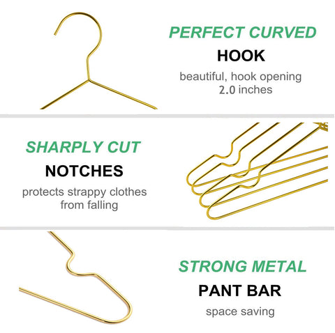 Amber Home gold kid hangers in closet to maximize space and keep outfits neat.