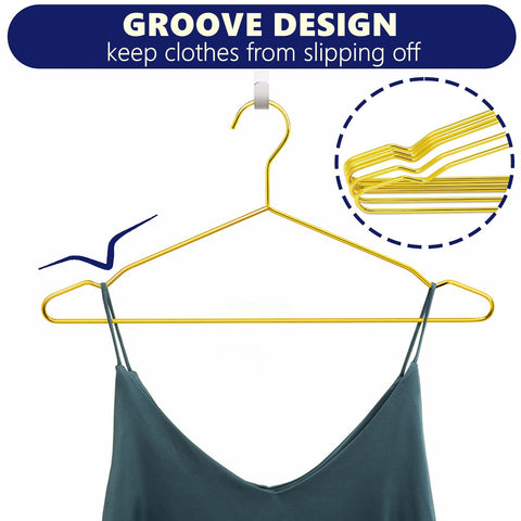 Amber Home hanger with shoulder groove keeps garments in place.