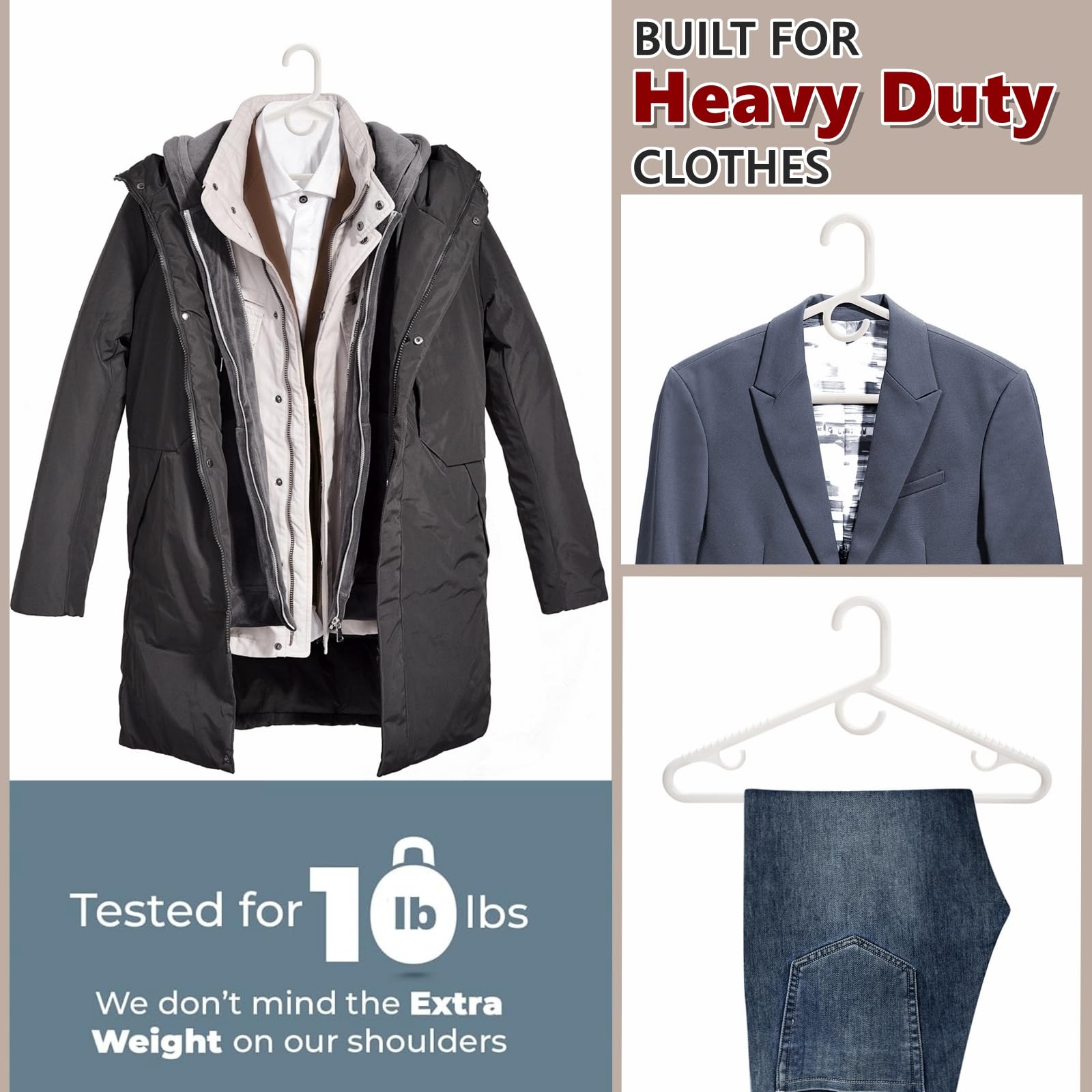 Amber Home heavy-duty hangers support up to 10 lbs.