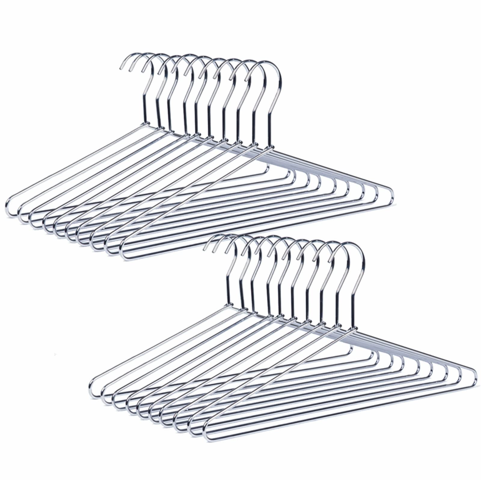 Amber Home heavy-duty metal hanger with chrome finish for 17-inch shirts