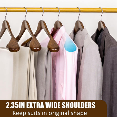 Amber Home heavy-duty wooden hanger supports heavy coats reliably.