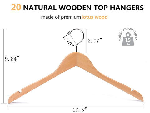 Amber Home lotus wood hanger with anti-rust 360° chrome hook.