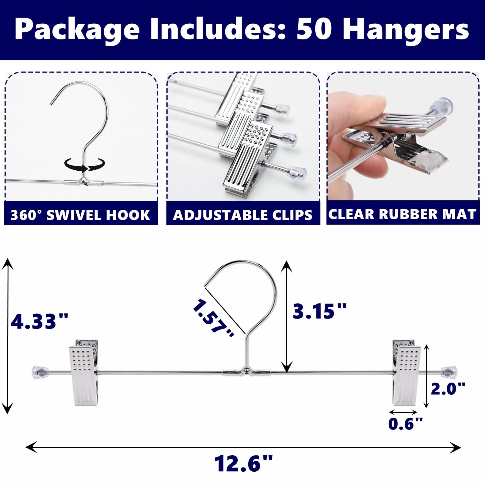 Amber Home non-slip clip pant hanger keeps clothes securely in place.