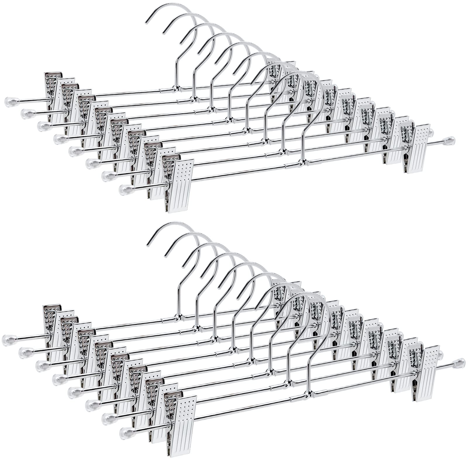 Amber Home pant hanger with 360° hook and clips for smooth rotation.